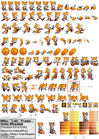 tails sprites for my sonic fangame Pixie Engine - Create!